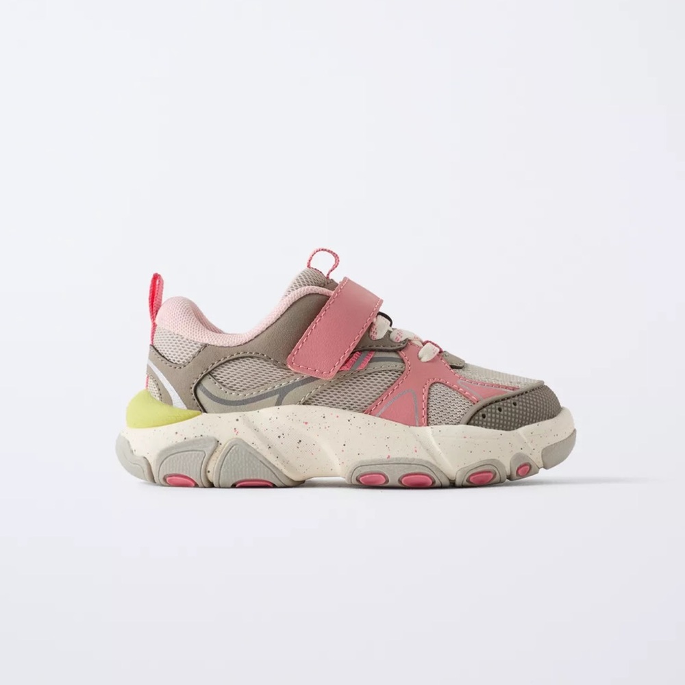 Zara Colorful Toddler Sneaker Girls sz 7 Grey Pink Velcro